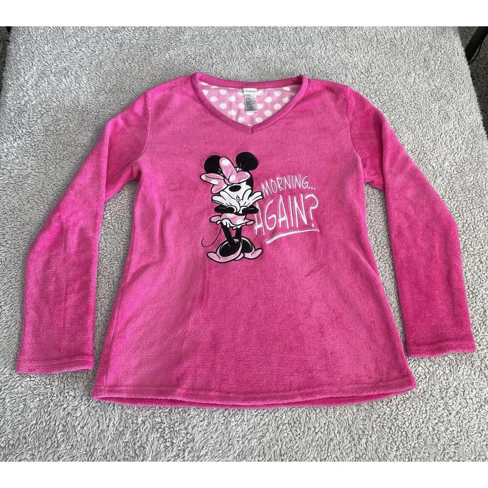 Disney MINNIE MOUSE "MORNING AGAIN" Pink Soft Sleep Shirt Size Large 12-14